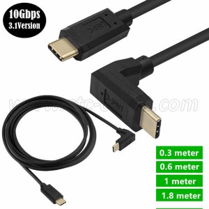 90 Degree up down angle USB C to USB C 3.1 Gen 2 Cable