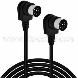 90 Degree Angle 8 Pin Din Male to Male Speaker Audio Cable