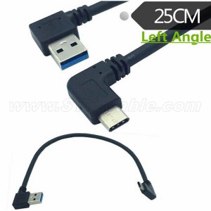 Left Angle USB 3.0 Type-A to 90 degree USB3.1 Type-C Data Sync & Charge Cable