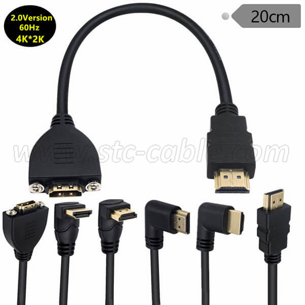 90 degree angle Panel Mount HDMI Extension Cable