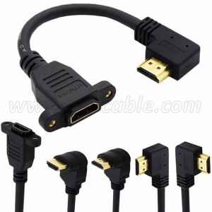 Down Up Left Right Angled HDMI Panel Mount Extension Cable