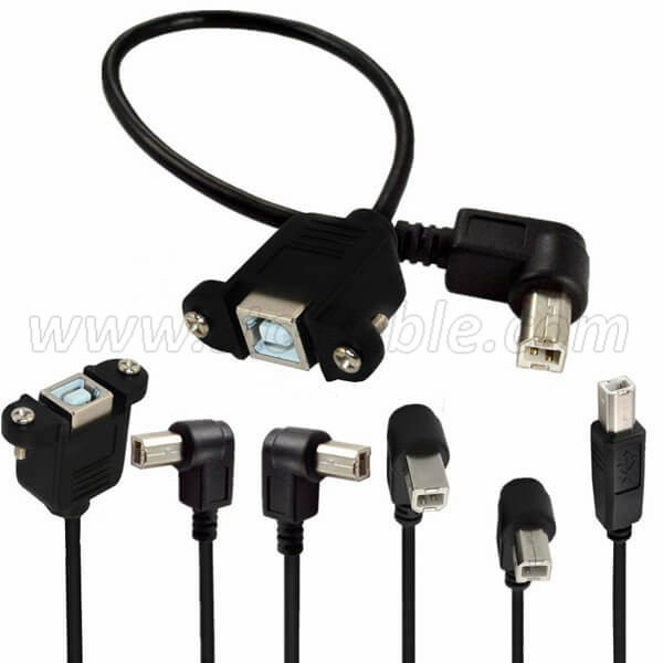 90 degree angled usb b extension cable with Screw Panel Mount