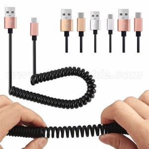 Coiled Spring Type C USB Data Cable Sync Charging Cable