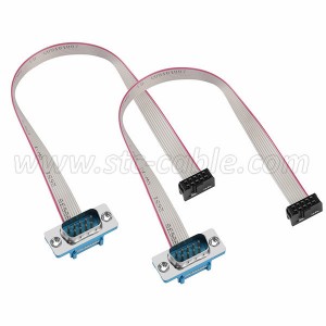 DB9 Male Crimp Connector to IDC 10Pin Female Ribbon Cable