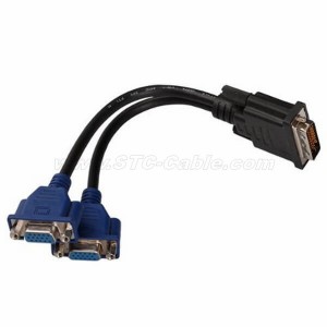 DVI-I to Dual VGA Female Video Cable Adapter