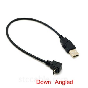 Down angled 90 degree Micro USB to USB Data Charge Cable