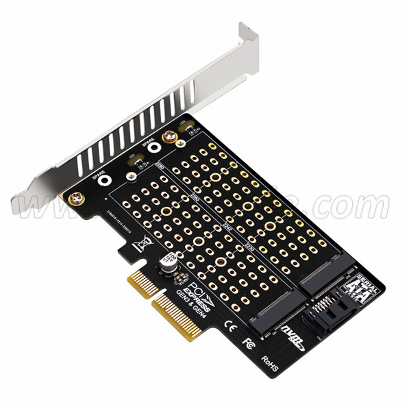 Dual M.2 PCIE Adapter for SATA or PCIE NVMe SSD