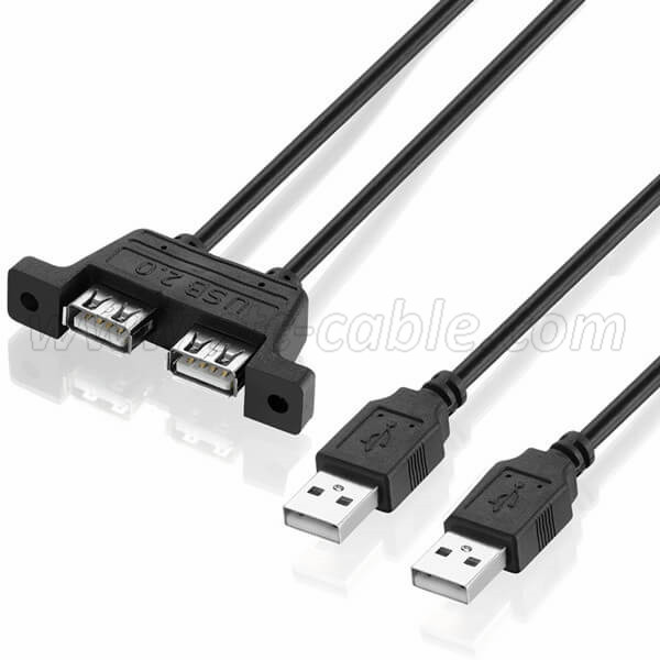 Competitive Price for Square Dual USB3.0 a Male to Female Panel Flush Mount Extension Cable with Buckle
