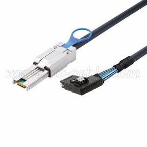 Short Lead Time for China Yxy Mini Sas Cable 36p Sff-8087 to 4 SATA 7pin 90 Degrees 0.5m Server Cable Hard Disk Data SATA Power Cable