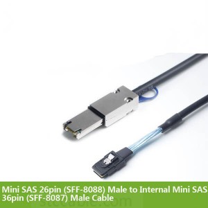 Mini SAS 26pin (SFF-8088) Male to Internal Mini SAS 36pin (SFF-8087) Male Cable