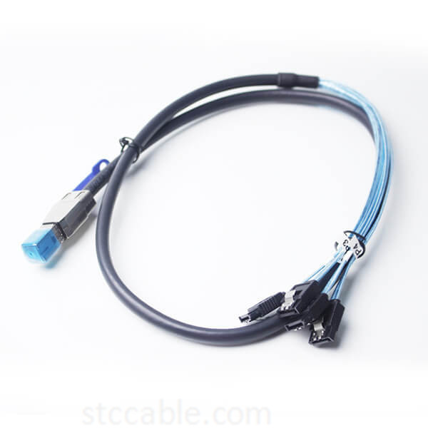 Reasonable price Micro Sata Drive Cables Custom - Mini SAS HD SFF-8644 to 4 SATA 7Pin cable – STC-CABLE
