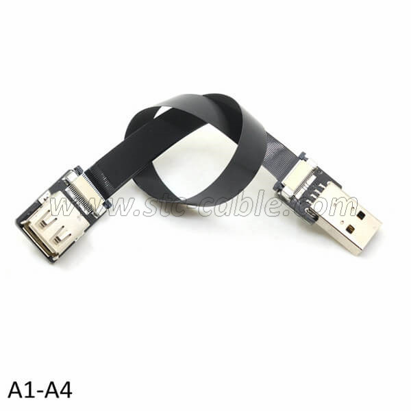 Factory made hot-sale China Black Fpv Flat Slim Thin Ribbon FPC Cable Micro USB 90 Degree Angle up to USB a Ribbon FPC Cable