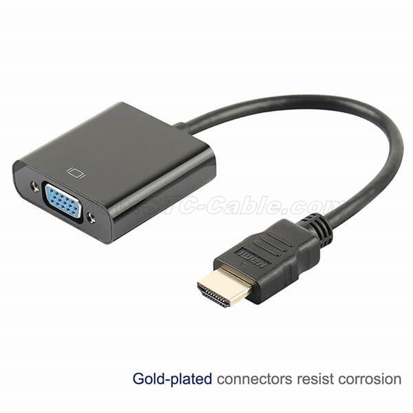 HDMI to VGA Adapter (Male to Female) Compatible for Computer, Desktop, Laptop, PC, Monitor, Projector, HDTV, Chromebook, Raspberry Pi, Roku, Xbox and More - Black