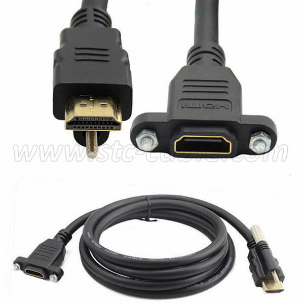 Free sample for 35cm Black Female HDMI Panel Mount Cable with Embedded Nuts