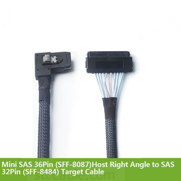 OEM/ODM Factory Usb 3.0 Type C Cable - Mini SAS 36Pin (SFF-8087)Host Right Angle to SAS 32Pin (SFF-8484) Target Cable – STC-CABLE