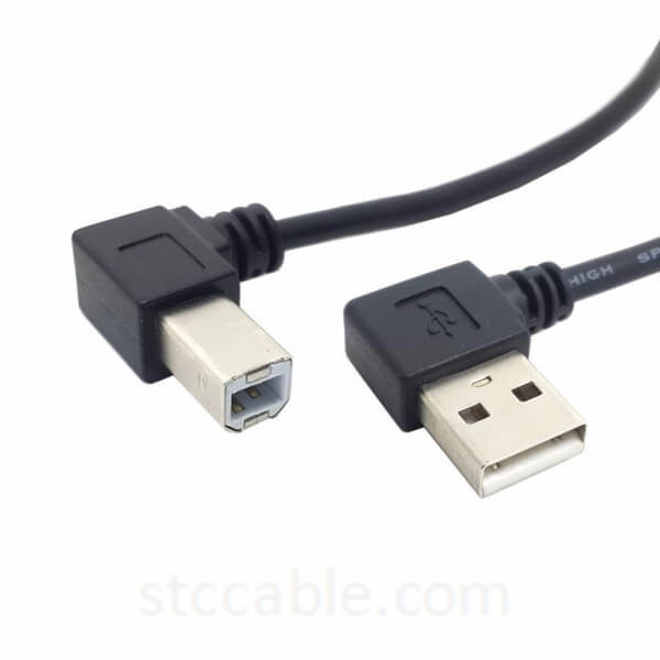 Left Angled USB 2.0 A Male to Left Angled B Male 90 degree Printer Scanner Cable 20cm