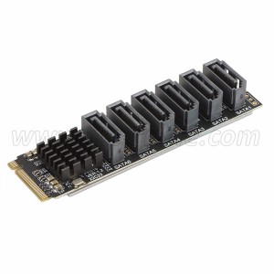 M.2 PCIe M Key to 6 Ports SATA 6Gbps Adapter Card
