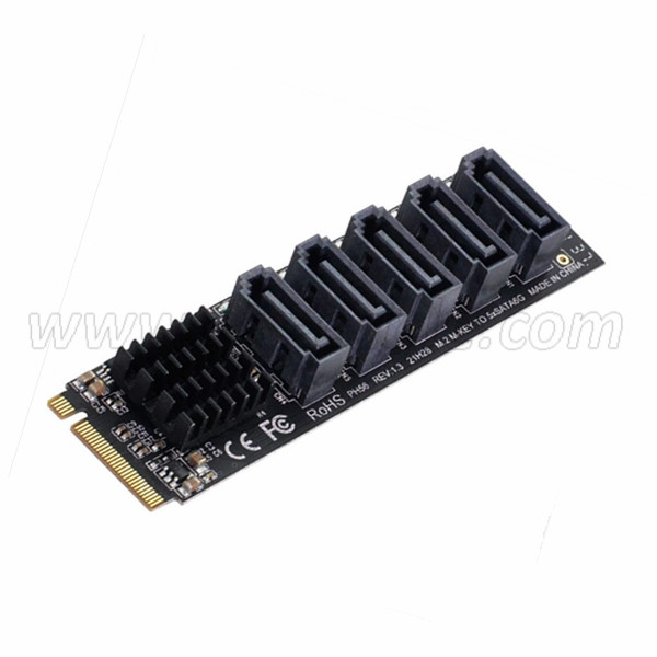 M.2 PCIe M Key to 5 Ports SATA 6Gbps Adapter Card