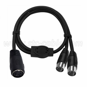 MIDI 5 Pin Female to Dual DIN 5 Male Extension Audio Cable