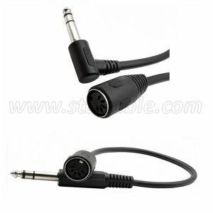 5-Pin Din to Monoprice 6.35mm Male TRS Stereo Audio Extension Cable