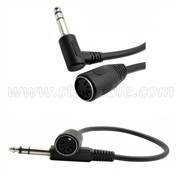MIDI Din 5Pin female to Monoprice 6.35mm Male TRS Stereo Audio Cable