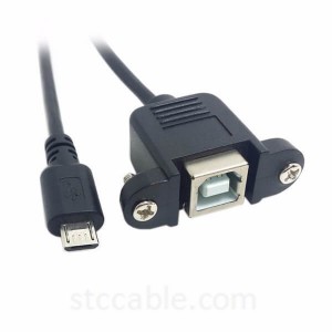 Micro USB 2.0 5pin Male to USB B Type B Female Panel Mount Type Cable