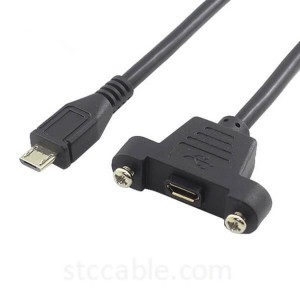 Micro USB 2.0 Extension Cable With screws Panel Mount Hole