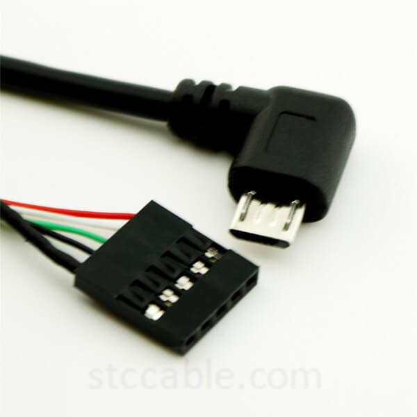 China Gold Supplier for In Bulk Micro Cables - Micro USB Male Right Angle to Dupont 5 Pin Female Header Motherboard Cable – STC-CABLE