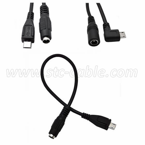 Micro USB to DC 5.5×2.1 female power cable