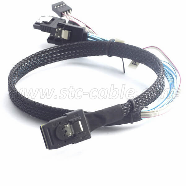 Discountable price China Slim Line Sas 4.0 Sff-8654 4I Host to 4 SATA 7pin Target Hard Disk Fanout Cable
