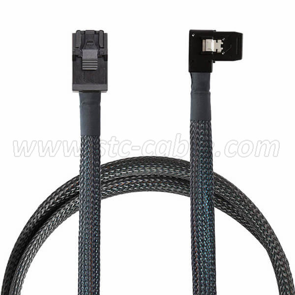Reasonable price for China Slim Line Sas 4.0 Sff-8654 4I Host to 4 SATA 7pin Target Hard Disk Fanout Cable