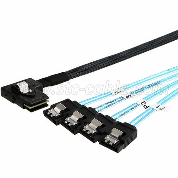 High Quality China Mini Sas HD Cable Right Angle Sff-8643 to Sff-8088