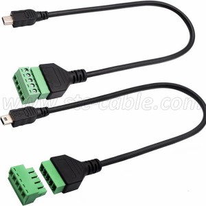 Mini USB Male to 5 Pin Screw Terminal Female Adapter Cable