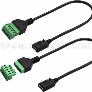 Mini USB Female to 5 Pin Screw Terminal Female Adapter Cable