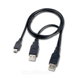 Dual USB 2.0 Type A to USB Mini 5-Pin Type B x1 Y Data & Power Cable