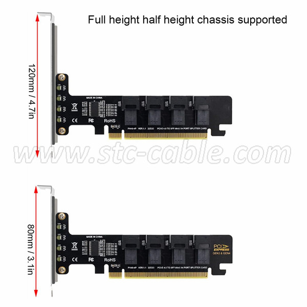 PCIe 4.0 x16 to 4-Port M.2 NVMe Adapter Card