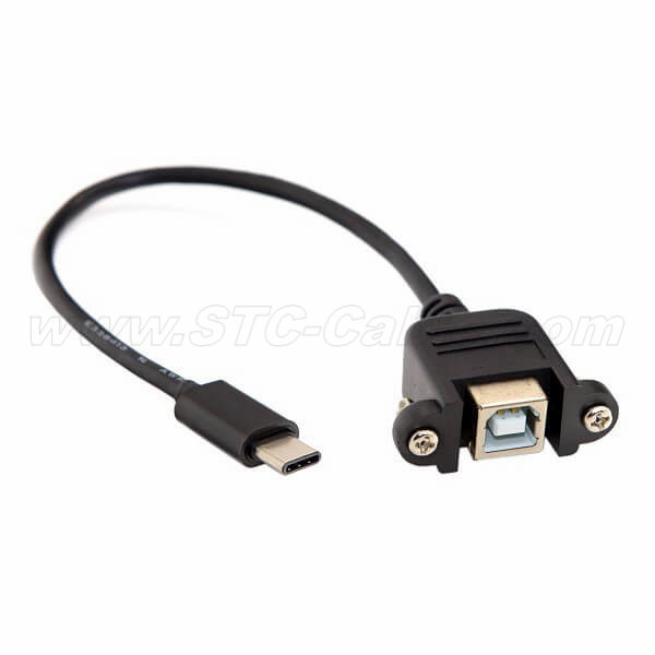Panel Mount USB Type-B Female to USB 3.1 Type-C Extension cable