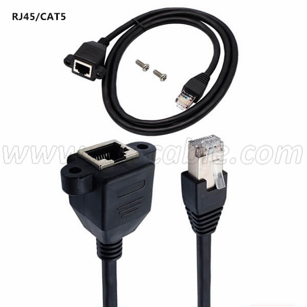 Cat5e RJ45 Ethernet Extension Cable With Screw Panel Mount