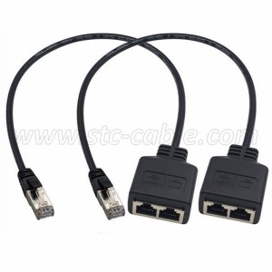 RJ45 1 Male to 2 Female LAN Ethernet Cable