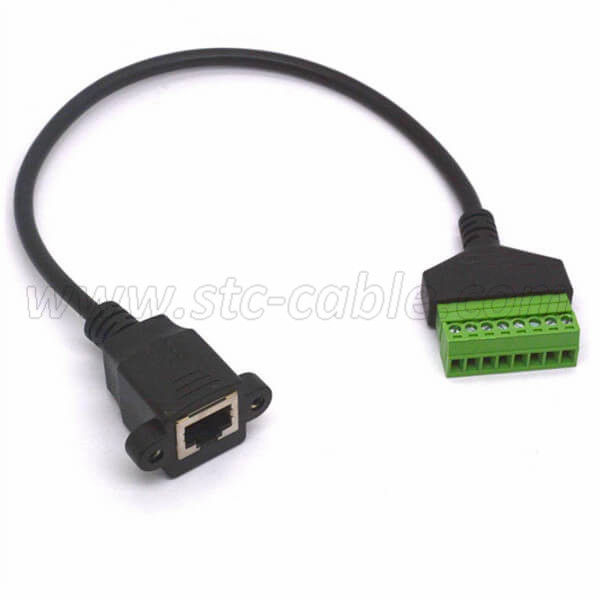 RJ45 female to 8Pin Screw Terminal Female Converter Adapter cable