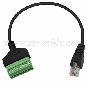 RJ45 male to 8Pin Screw Terminal Female Converter Adapter cable