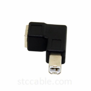 Right Angled 90 Degree USB 2.0 B Type Male to Female Extension Adapter