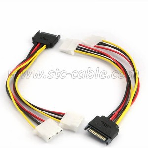 SATA 15 Pin Male to 2 IDE 4 Pin Female Power Extension Cable