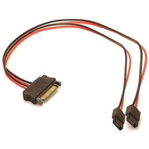 SATA 15-pin power to 2x 6-pin slimline SATA power cable adapter