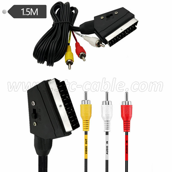 2019 China New Design Scart to 4RCA Audio Cable/Scart Cable