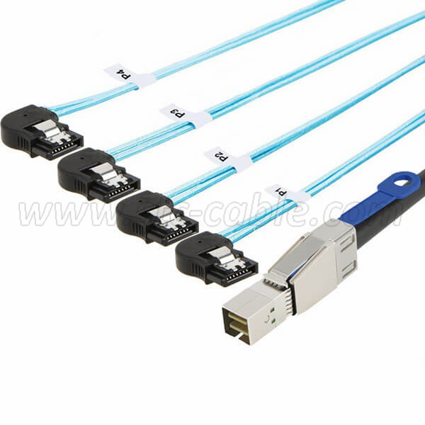 High Quality China Factory Price Mini Sas 36 Pin to 4 SATA 7 Pin Sff-8087 HDD Hard Drive Splitter Cable 12gbps