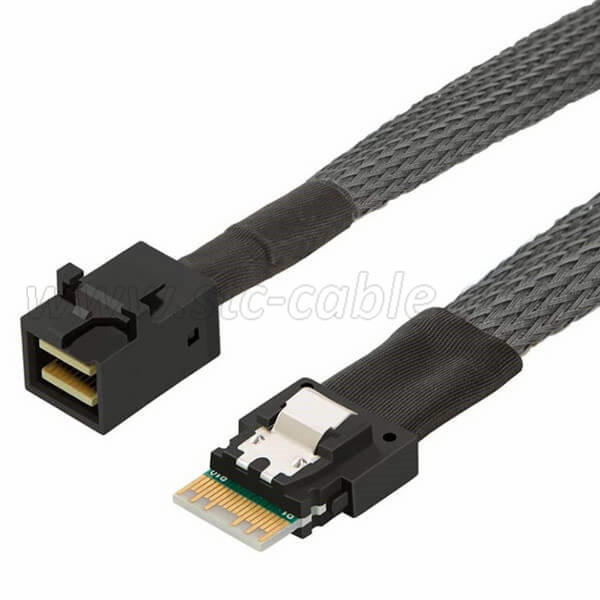 Cheapest Price China Mini-Sas Cable Sff-8643 to Sff-8643 Cable Right Angle Sas 3.0 12g High Speed