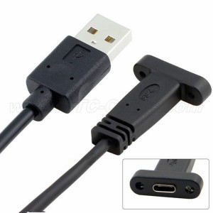 Cable USB 2.0 tipo A a USB 3.1 tipo c con tornillos para montaje en panel
