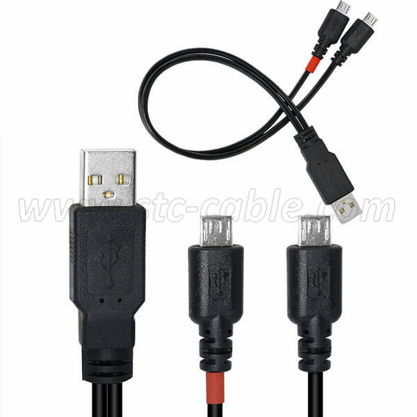 Dual Micro USB Y Splitter Cable