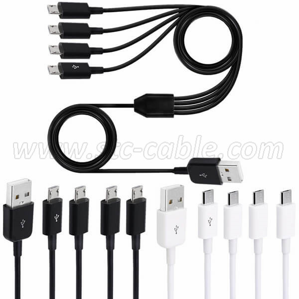 Well-designed Usams Nylon Braided LED Breathing Type C Micro USB 4 in 1 Fast Charger Data Cable for iPhone